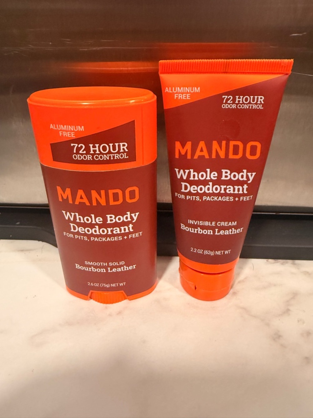 Mando Men's Whole Body Deodorant 72-Hour Solid and Cream Bundle Aluminum Free